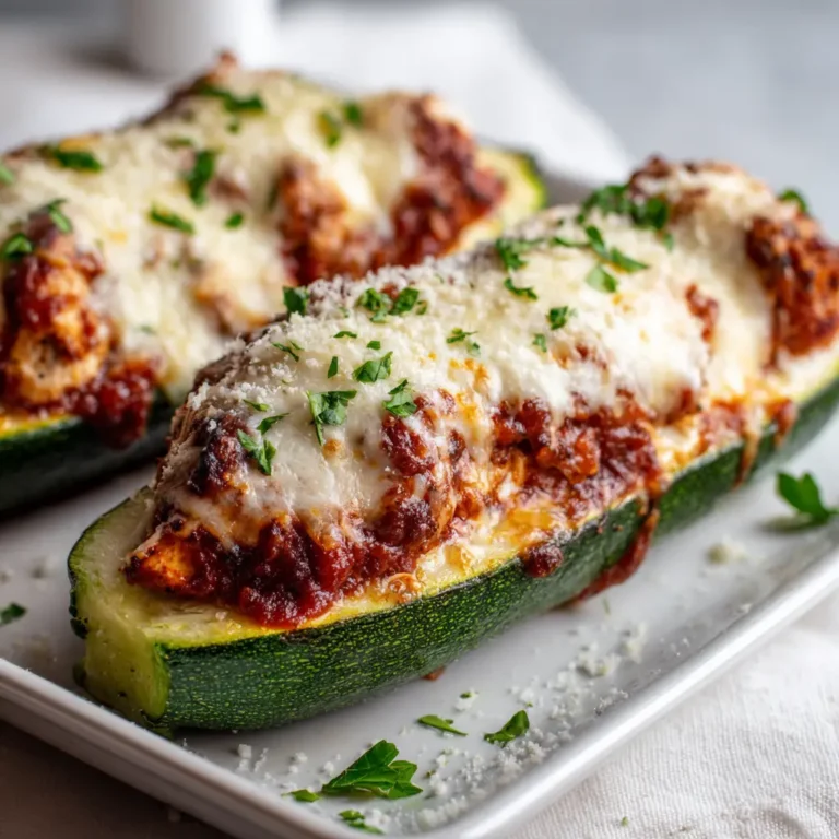 Keto Chicken Parmesan Zucchini Boats